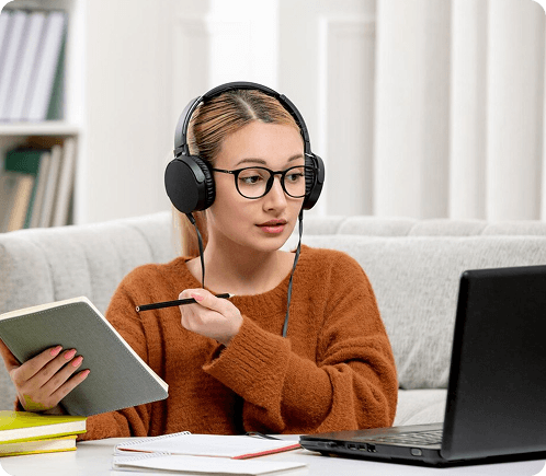 Student studying online